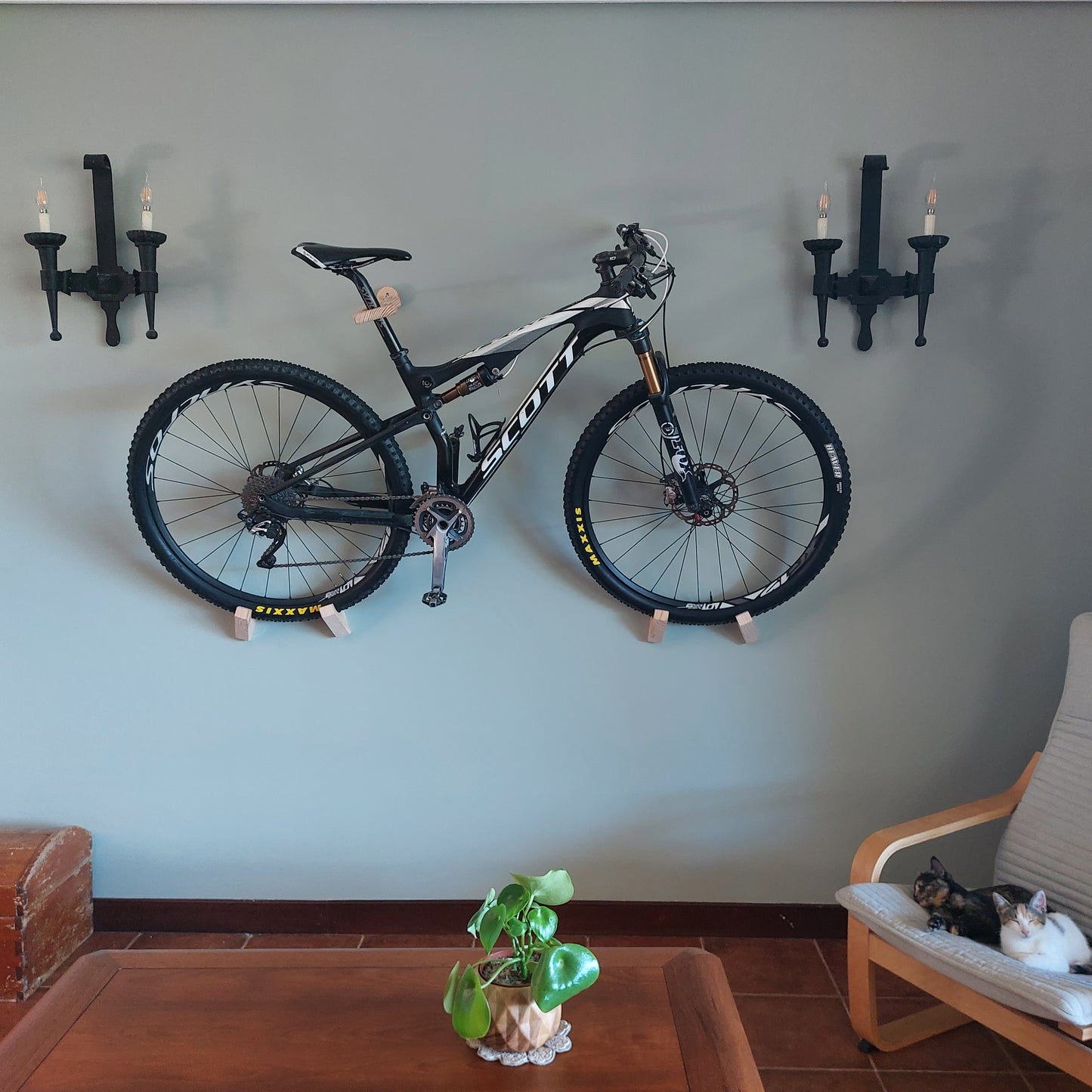 Bike wall mount - handmade - wood - ECO